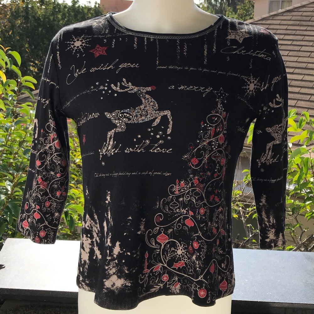 Elegant Black and Red Holiday Women's Top